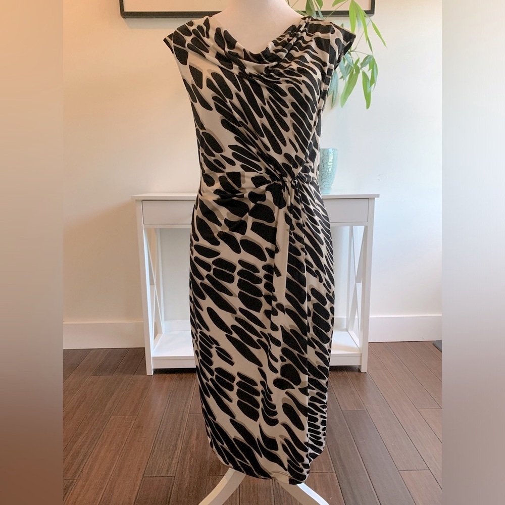 Chic Black and Cream Midi Dress